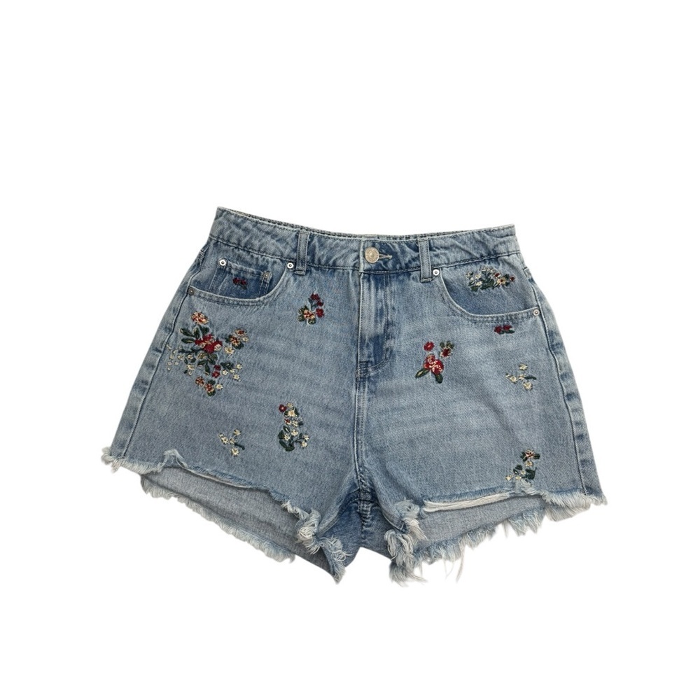 Indigo Rein Floral Embroidered High Waist Denim ShortsDistressed Size 11/29
